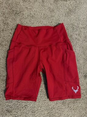 Bucked up Red High-Waist Women’s biker shorts
